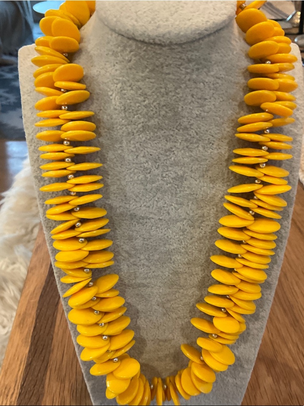 Mid Century Fun Pumpkin Orange Plastic Disc Statement Necklace - Matinee Length